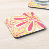 Gele en roze lente bloemen bier onderzetter (Linkerzijde)