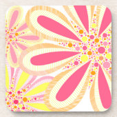 Gele en roze lente bloemen bier onderzetter (Voorkant)