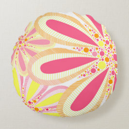 Gele en roze lente bloemen rond kussen