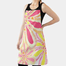 Gele en roze lente bloemen schort