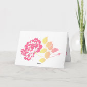 Gele en roze pioen op witte bedankkaart (Achterkant)