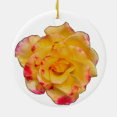 Gele en Roze Roos Keramisch Ornament (Achterkant)