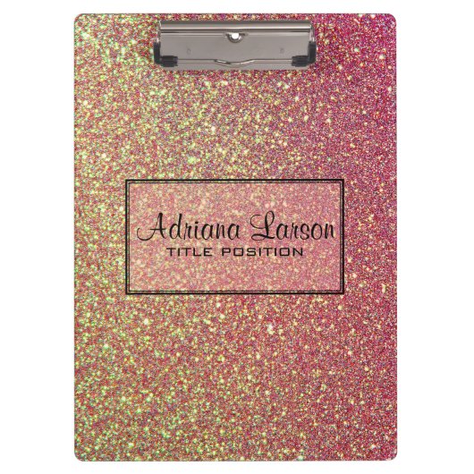 Gele en roze sprankelende glitter klembord (Voorkant)