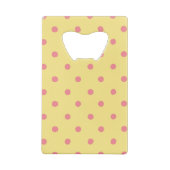 Gele en roze stippen creditkaart flessenopener (Achterkant)