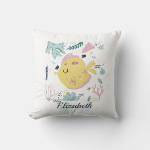 Gele en Roze Vis Zeeleven Oceaan Babykamer Decorat Kussen
