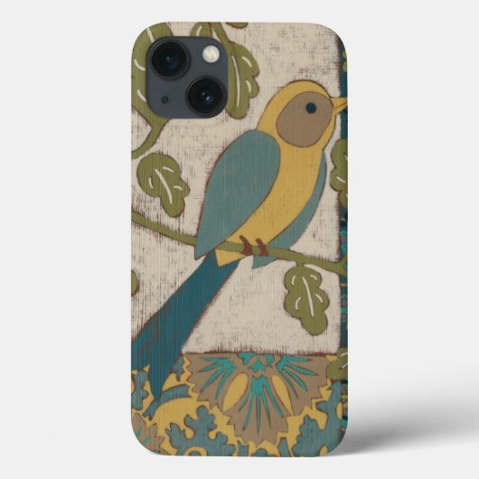 Gele en Teal Blauwe Vogel op een Tak Case-Mate iPhone Case (Achterkant)