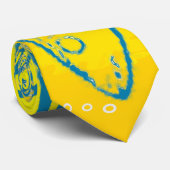 Gele en Teal Vis met Patronen Stropdas (Opgerold)