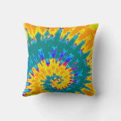 Gele en turquoise spiraal tie-dye kussen (Achterkant)