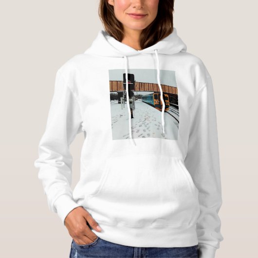 Gele en turquoise trein hoodie (Voorkant)