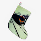 Gele en turquoise trein kleine kerstsok (Voorkant (Hangend))