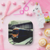 Gele en turquoise trein papieren bordje (Feest)