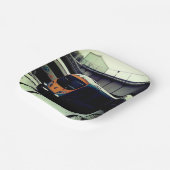 Gele en turquoise trein papieren bordje (Gebogen)