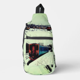 Gele en turquoise trein sling bag