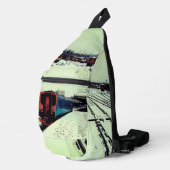 Gele en turquoise trein sling bag (Rechterhoek)