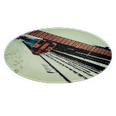 Gele en turquoise trein snijplank (Hoek)