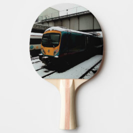 Gele en turquoise trein tafeltennisbatje
