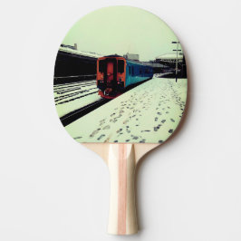 Gele en turquoise trein tafeltennisbatje