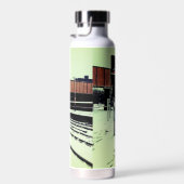 Gele en turquoise trein waterfles (Rechts)
