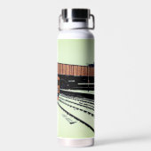 Gele en turquoise trein waterfles (Achterkant)