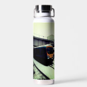Gele en turquoise treinen waterfles (Achterkant)