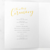 Gele en witte abstracte huwelijksceremonie drieluik programma (Binnenzijde eerst)