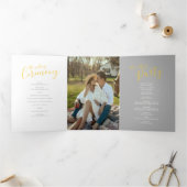 Gele en witte abstracte huwelijksceremonie drieluik programma (Binnen)