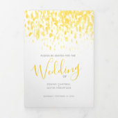 Gele en witte abstracte huwelijksceremonie drieluik programma (Cover)