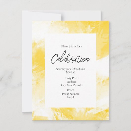 Gele en witte Abstracte penseelstreken Kaart (Voorkant)