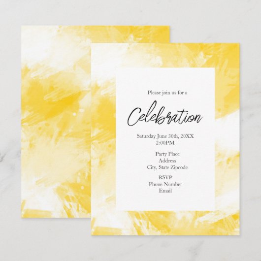 Gele en witte Abstracte penseelstreken Kaart (Voorkant / Achterkant)