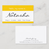 Gele en witte bedrijfsnaam tag - Visitekaartje (Voorkant / Achterkant)