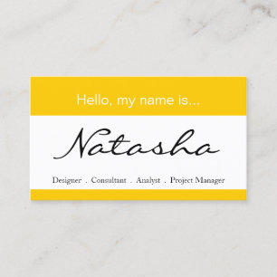 Gele en witte bedrijfsnaam tag - Visitekaartje