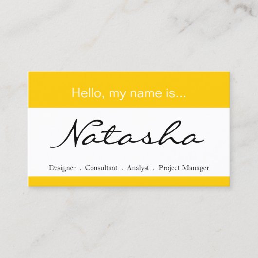 Gele en witte bedrijfsnaam tag - Visitekaartje (Voorkant)