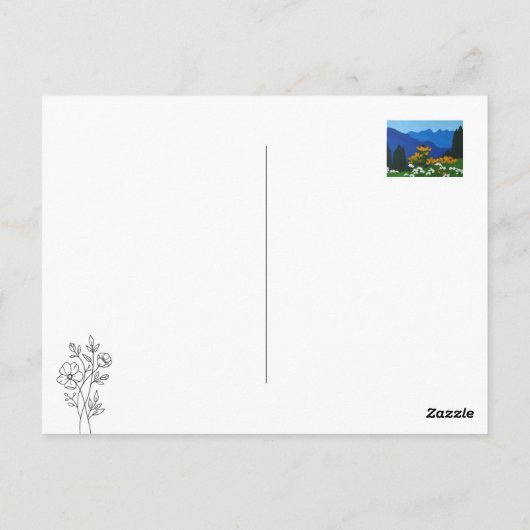 Gele en witte bergbloemen briefkaart (Achterkant)