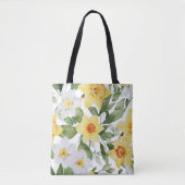 Gele en witte bladbloemen tote bag (Voorkant)