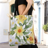 Gele en witte bladbloemen tote bag