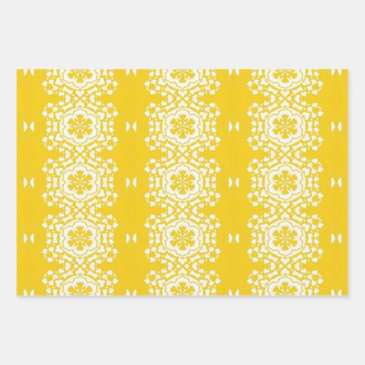 Gele en witte bloem inpakpapier vel (Voorkant)