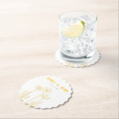 Gele en witte bloemen bruiloft kartonnen onderzetters (Insitu)