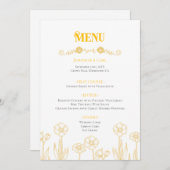 Gele en witte bloemen bruiloft menu (Voorkant / Achterkant)