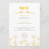 Gele en witte bloemen bruiloft menu (Voorkant)