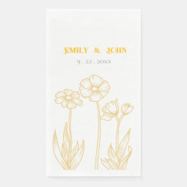 Gele en witte bloemen bruiloft servet