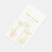 Gele en witte bloemen bruiloft servet (Hoek)