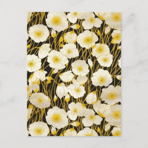 Gele en witte bloemen Chiyogami  Briefkaart