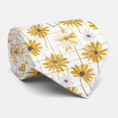 Gele en witte bloemen - Distressed Golden Plaid Stropdas (Opgerold)