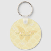Gele en witte bruidsvlinders sleutelhanger (Achterkant)