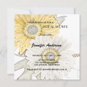 Gele en witte bruine Daisy Bridal-Wedding Shower Kaart
