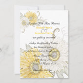 Gele en witte bruine Daisy Swirl Wedding Invites Kaart (Voorkant)