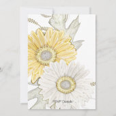 Gele en witte bruine Daisy Swirl Wedding Invites Kaart (Achterkant)