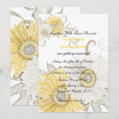 Gele en witte bruine Daisy Swirl Wedding Invites Kaart (Voorkant / Achterkant)