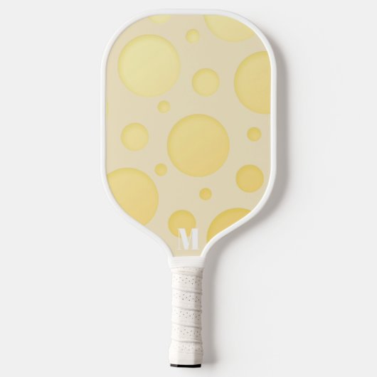 Gele en witte bubbels Modern Monogram Pickleball Paddle (Achterkant)
