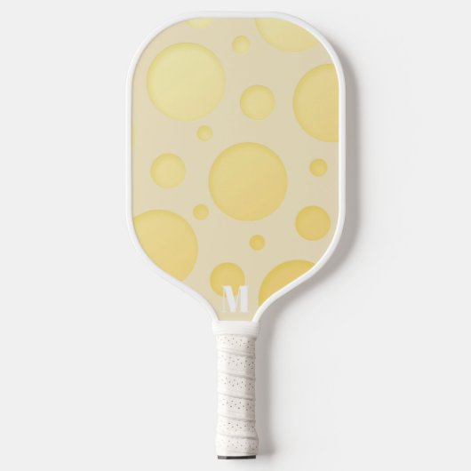 Gele en witte bubbels Modern Monogram Pickleball Paddle (Voorkant)